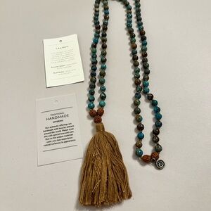 Handmade Turquoise & Brown Tassel Mala Necklace